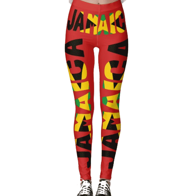 Jamaican Flag Red Leggings Rastaseed Rastafarian Reggae Merchandise Clothing and Shoes