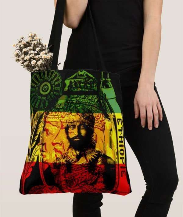 Haile Selassie tote bag at staging.rastaseed.com Rastafarian Reggae and Jamaican merchandise