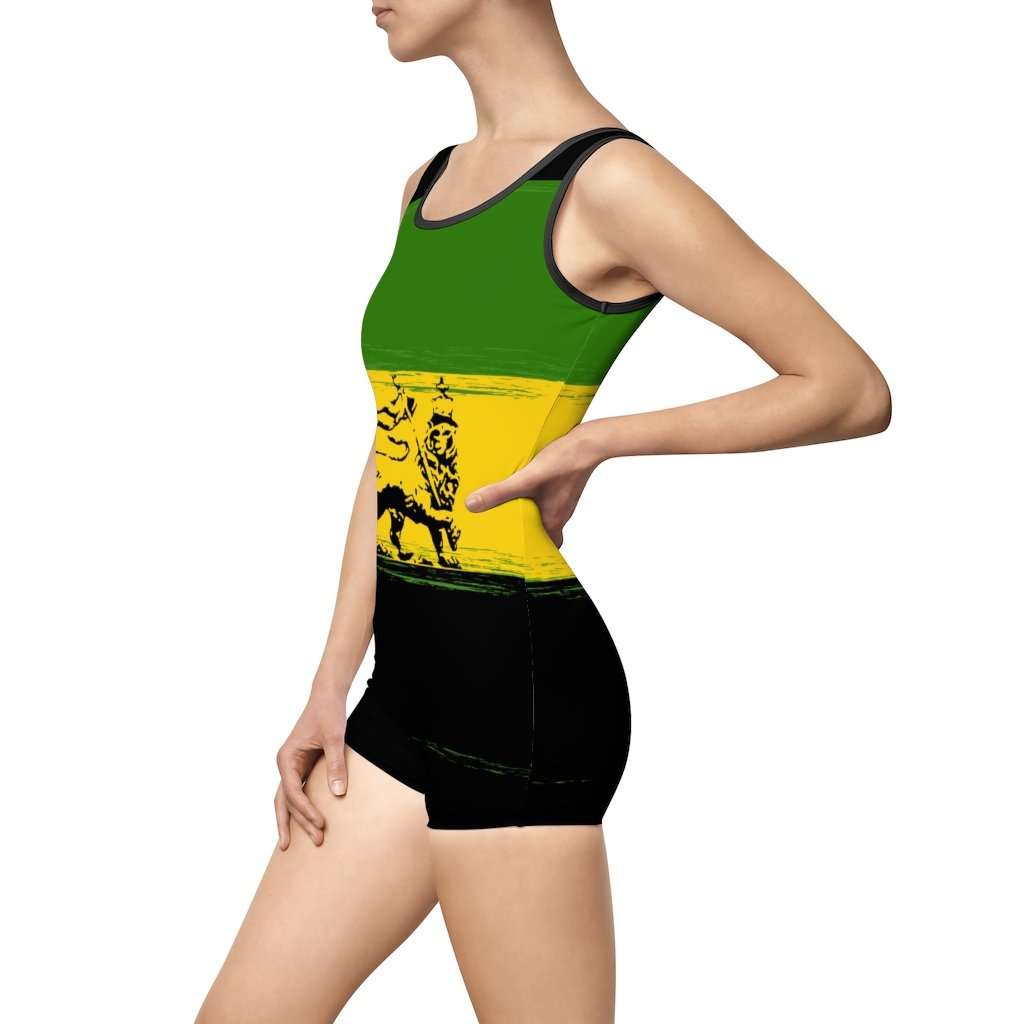 Jamaican Lion Vintage Swimsuit with Lion of Judah Design. Rastagearshop original one piece swimmers design.