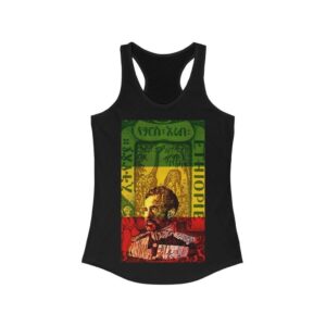 Haile Selassie Womens Racerback Black Tank Rastaseed clothing and blog
