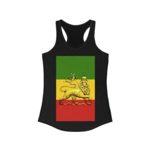 Conquering Lion of Judah black womens racerback tank top