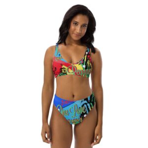 Reggae Party Recycled Bikini Recycled high-waisted bikini created by Rastaseed.com Rastafarian online clothing and merchandise brand.
