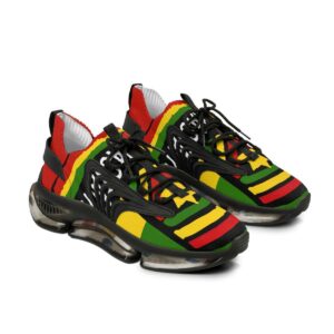Reggae Rasta Sneakers made from mesh with black detailing and memory foam sole. Rasta sports shoes and large selection of Jamaican and Reggae shoes.