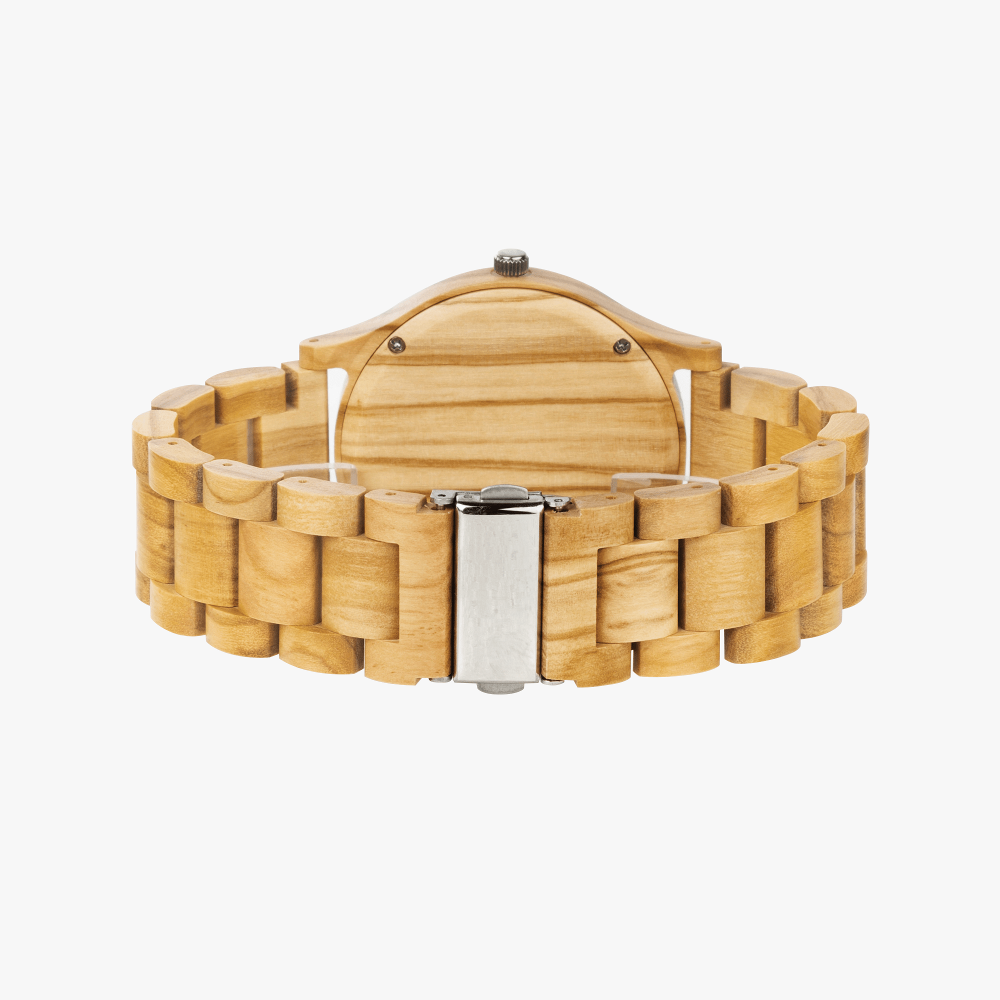 Rasta Lion of judah Italian Olive Lumber Wooden Watch with authentic Ethiopian design back view. Unique piece makes a great gift at Rastaseed.com