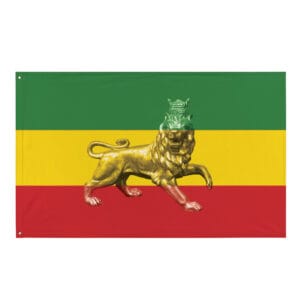 Rasta Lion of Judah Flag with the Rastafarian colors and Ethiopian Lion. Rastaseed Rastafari, Jamaican, Reggae, Afro American and Selassie merch and gear.