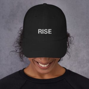 Rise Rasta Cap front view in dad hat style available in khaki camouflage or black. Rastaseed authentic original Rastafarian merchandise and clothing.